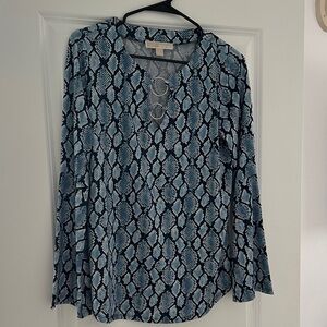 Michael Kors Blue Snake Print Blouse